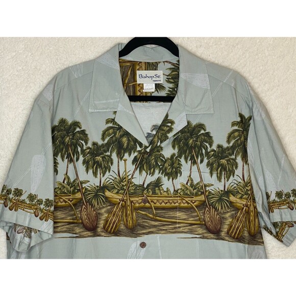 Bishop Street Apparel Hawaiian Shirt Mens Size 2XL Floral Made in Hawaii Cotton - Picture 2 of 9